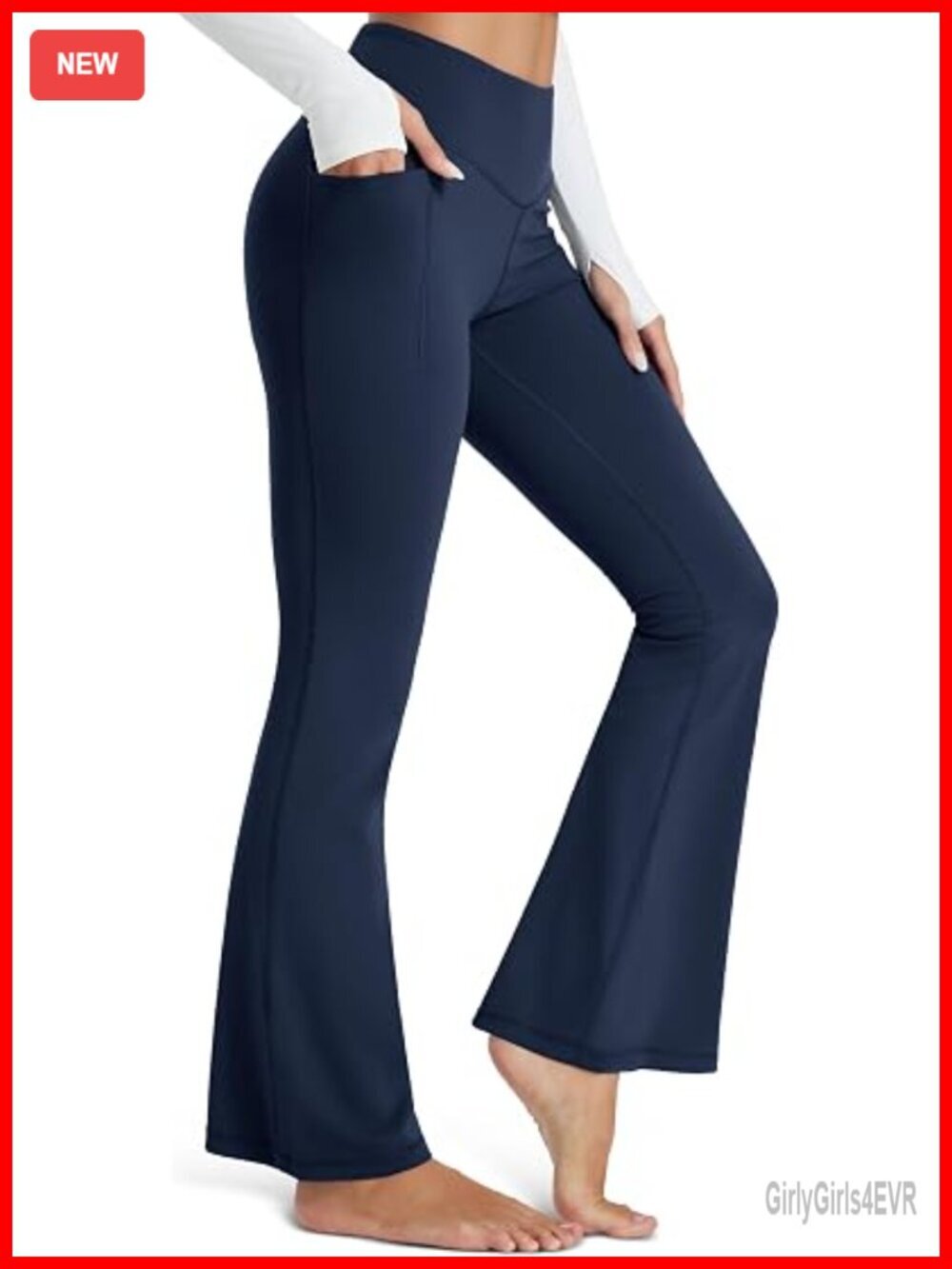 High Waisted Flare Leggings with Pockets Bootcut Yoga Pants Workout Tummy